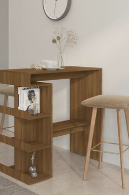 vidaXL 812962 - Table de bar étagère de rangement chêne marron bois ingénierie