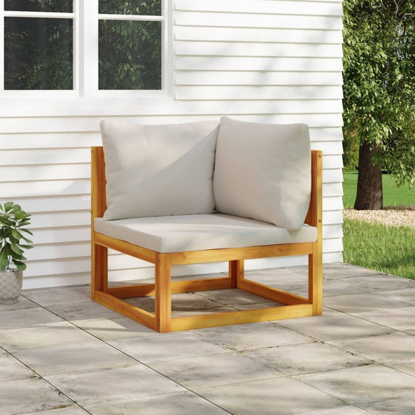 vidaXL 360012 - Sectional Corner Sofa with Light Cushions Solid Wood Acacia