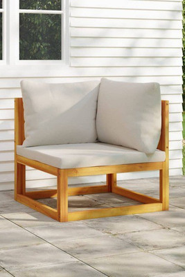vidaXL 360012 - Sectional Corner Sofa with Light Cushions Solid Wood Acacia