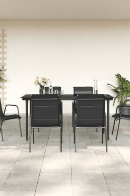 vidaXL 3200707 - 7 Piece Garden Dining Set Steel and Textilene