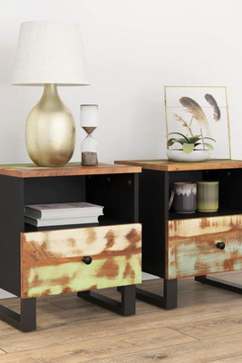 vidaXL 350653 - Tables de chevet 2 pcs Bois de récupération et d'ingénierie