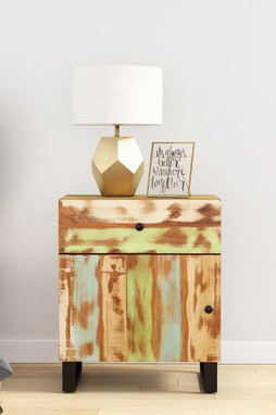 vidaXL 350658 - Bedside Cabinet 50x33x60cm Solid Wood Reclaimed&Engineered Wood