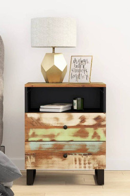 vidaXL 350666 - Bedside Cabinet 50x33x62cm Solid Wood Reclaimed&Engineered Wood