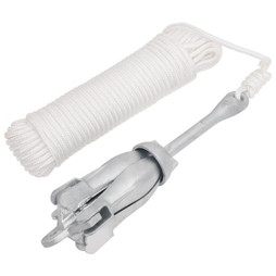 vidaXL 94277 - Folding Anchor with Rope Silver 6 kg Hot Dip Galvanized Cast Iron