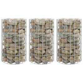 vidaXL 152019 - Circular Gabion Raised Beds 3 pcs Galvanised Steel Ø30x50 cm
