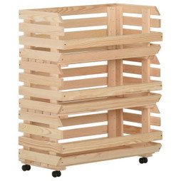 vidaXL 327327 - Vegetable Trolley 77x30x80 cm Solid Pinewood