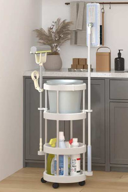 vidaXL 344379 - Cleaning Trolley with Storage Basket Aluminium