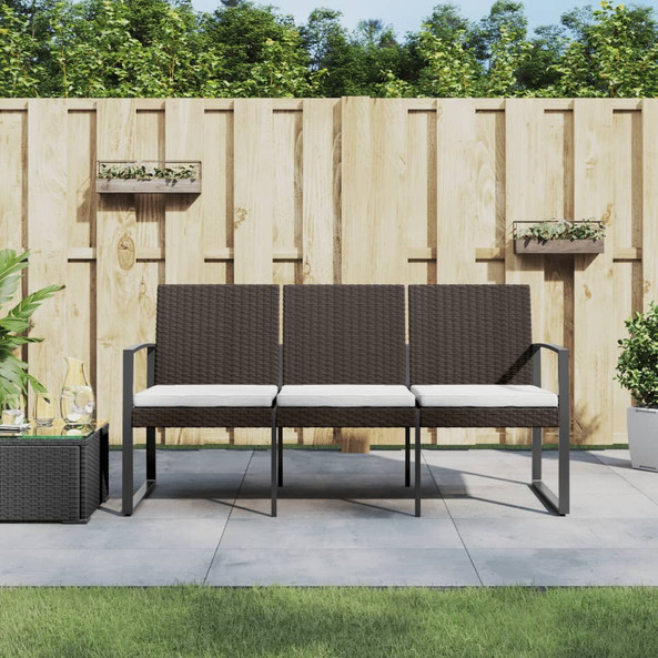 vidaXL 360213 - Banc de jardin à 3 places avec coussins marron PP rotin
