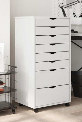 vidaXL 355898 - Rolling Cabinet with Drawers MOSS Solid Wood Pine