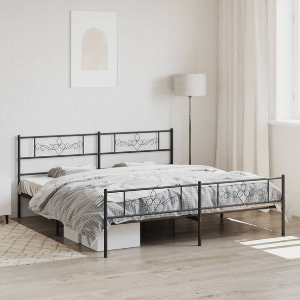 vidaXL 355290 - Cadre de lit métal sans matelas avec pied de lit noir 183x213cm