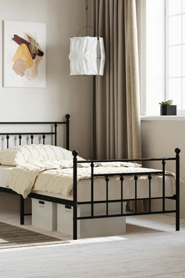 vidaXL 353549 - Metal Bed Frame without Mattress with Footboard 100x190cm