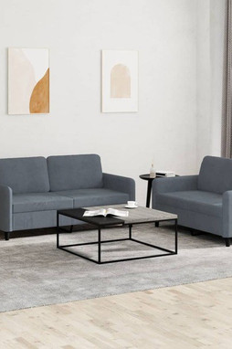 vidaXL 3201975 - Ensemble de canapés 2 pcs gris foncé velours