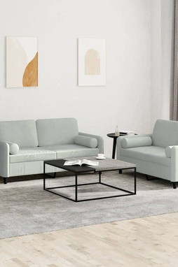 vidaXL 3201994 - Ensemble de canapés 2 pcs avec coussins gris clair velours