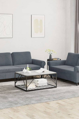 vidaXL 3202211 - Ensemble de canapés 2 pcs avec coussins foncé Velours