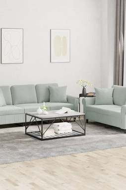 vidaXL 3202270 - Ensemble de canapés 2 pcs avec coussins gris clair velours