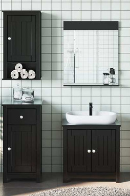 vidaXL 3206495 - Meubles de salle de bain 3 pcs BERG noir bois de pin massif