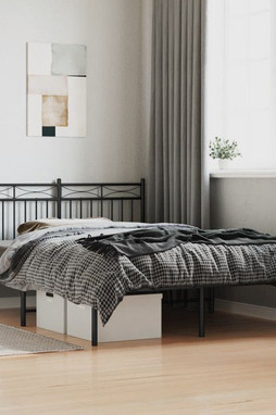 vidaXL 373690 - Cadre de lit métal sans matelas avec tête de lit noir 135x190cm