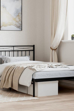 vidaXL 373686 - Cadre de lit métal sans matelas avec tête de lit noir 100x200cm