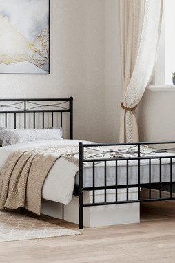 vidaXL 373703 - Cadre de lit métal sans matelas avec pied de lit noir 100x190cm