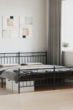 vidaXL 373715 - Cadre de lit métal sans matelas avec pied de lit noir 193x203cm
