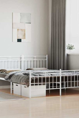 vidaXL 373760 - Metal Bed Frame without Mattress with Footboard 150x200cm