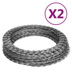 vidaXL 3057513 - Fils barbelés hélicoïdaux rouleaux 2 pcs acier galvanisé 60 m