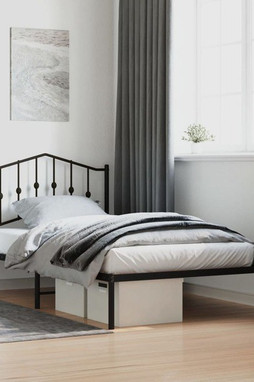 vidaXL 373783 - Cadre de lit métal sans matelas avec tête de lit noir 100x190cm
