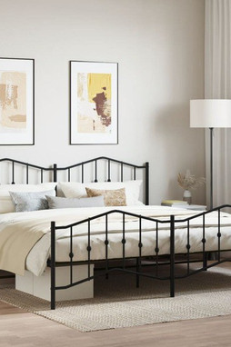 vidaXL 373813 - Cadre de lit métal sans matelas avec pied de lit noir 193x203cm