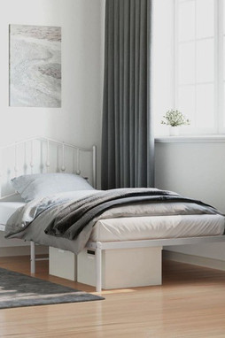 vidaXL 373832 - Cadre de lit métal sans matelas et tête de lit blanc 100x190 cm