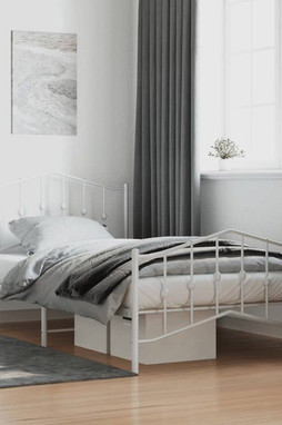 vidaXL 373851 - Cadre de lit métal sans matelas et pied de lit blanc 100x200 cm