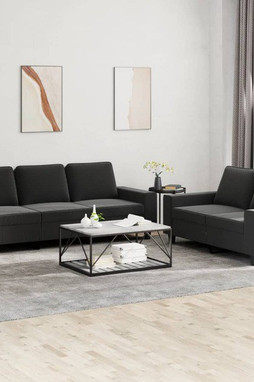 vidaXL 3201902 - Ensemble de canapés 2 pcs noir tissu