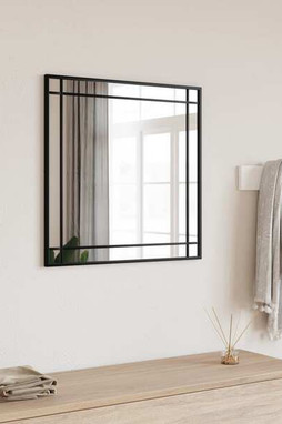 vidaXL 358635 - Miroir mural noir 60x60 cm carré fer