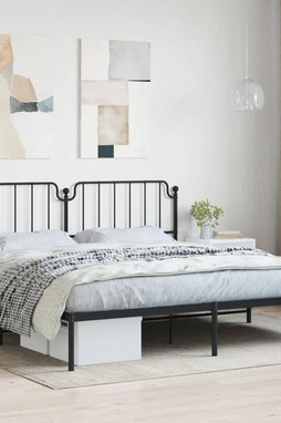 vidaXL 373893 - Cadre de lit métal sans matelas avec tête de lit noir 193x203cm