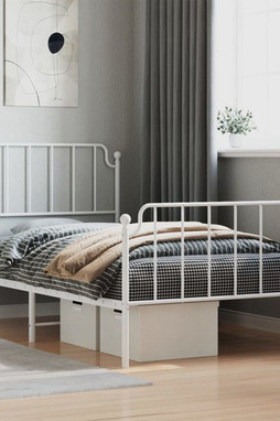 vidaXL 373949 - Cadre de lit métal sans matelas et pied de lit blanc 100x200 cm