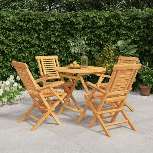 vidaXL 3155017 - 5 Piece Garden Dining Set Solid Wood Teak