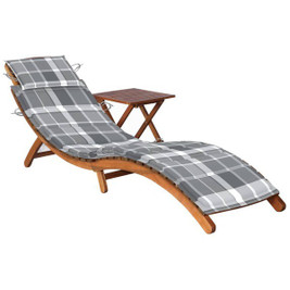 vidaXL 3061601 - Garden Sun Lounger with Table and Cushion Solid Acacia Wood