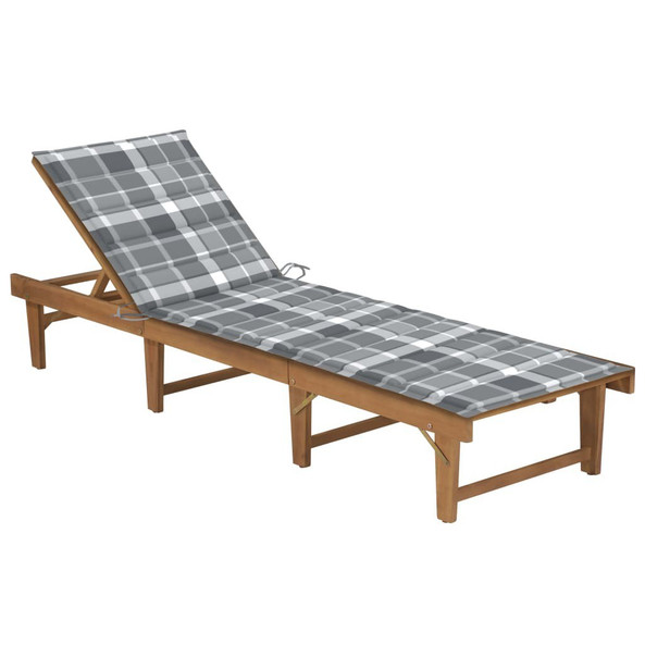 vidaXL 3064178 - Folding Sun Lounger with Cushion Solid Acacia Wood