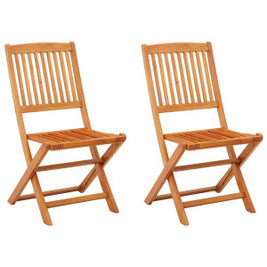 vidaXL 312451 - Folding Garden Chairs 2 pcs Solid Eucalyptus Wood