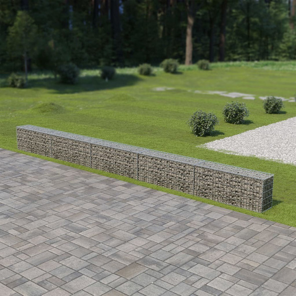 vidaXL 143583 - Gabion Wall with Covers Galvanised Steel 600x30x50 cm