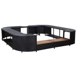 vidaXL 46073 - Square Spa Surround Black 268 x 268 x 55 cm Poly Rattan