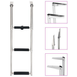 vidaXL 92374 - Échelle dembarquement pliable 3 marches Acier inoxydable
