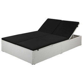 vidaXL 44165 - Sun Lounger with Cushion Poly Rattan Black