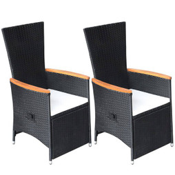 vidaXL 47683 - Reclining Garden Chairs 2 pcs with Cushions Poly Rattan