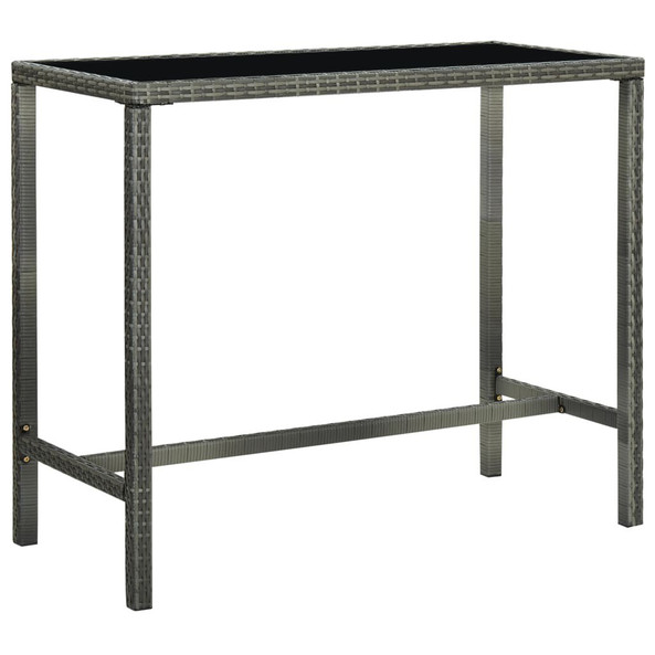 vidaXL 313462 - Garden Bar Table 130x60x110 cm Poly Rattan and Glass
