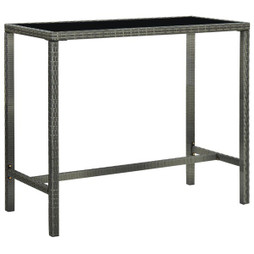 vidaXL 313462 - Garden Bar Table 130x60x110 cm Poly Rattan and Glass