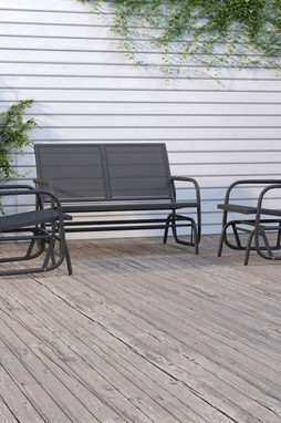 vidaXL 3187943 - 3 Piece Garden Glider Lounge Set Textilene and Steel