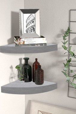 vidaXL 326634 - Wall Corner Shelves 2 pcs Concrete 25x25x3.8 cm MDF