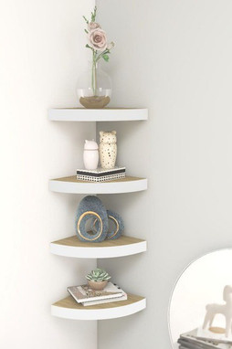 vidaXL 326641 - Wall Corner Shelves 4 pcs Oak and White 35x35x3.8 cm MDF