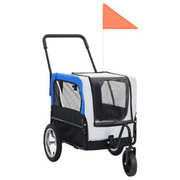 vidaXL 91763 - 2-in-1 Pet Bike Trailer & Jogging Stroller and Blue