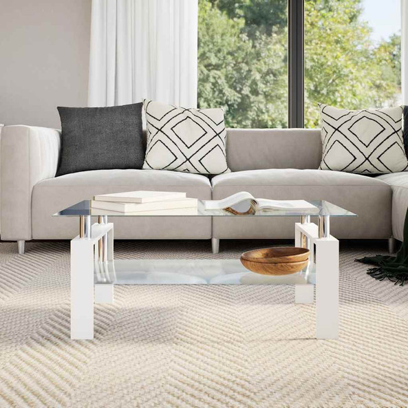 vidaXL 330304 - Table basse et transparent 95x55x40 cm Verre trempé